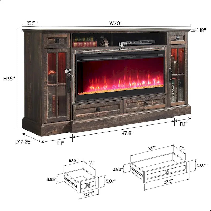 Fireplace TV Stand for 80 Inch TV, Entertainment Center,Media Console