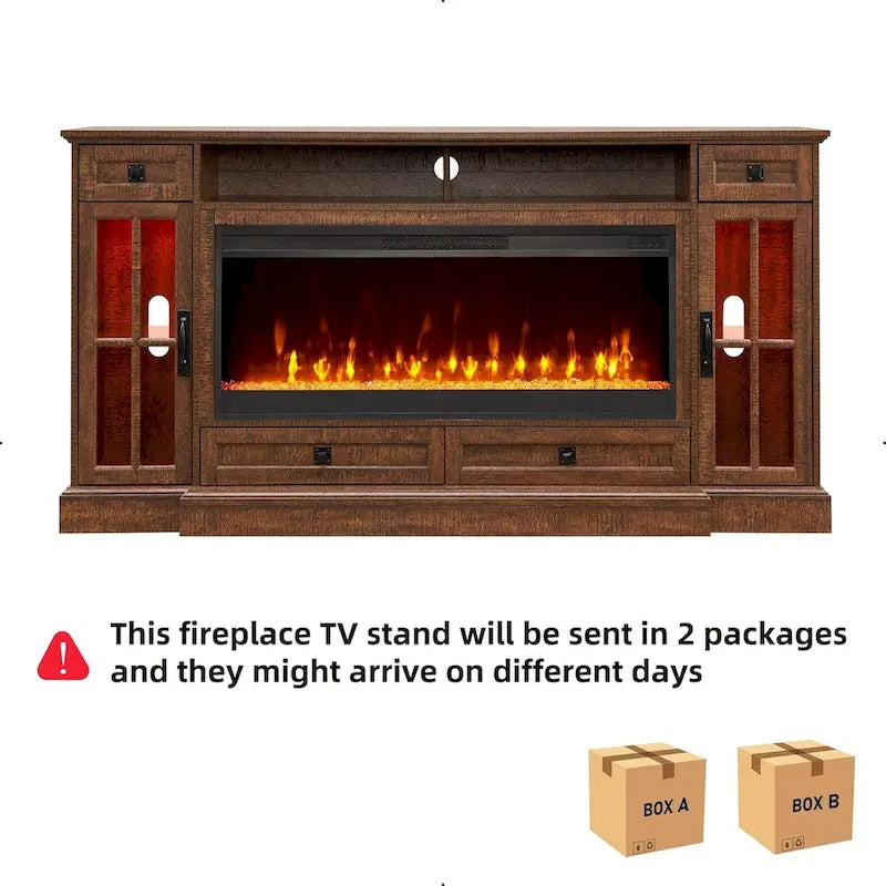Fireplace TV Stand for 80 Inch TV, Entertainment Center,Media Console