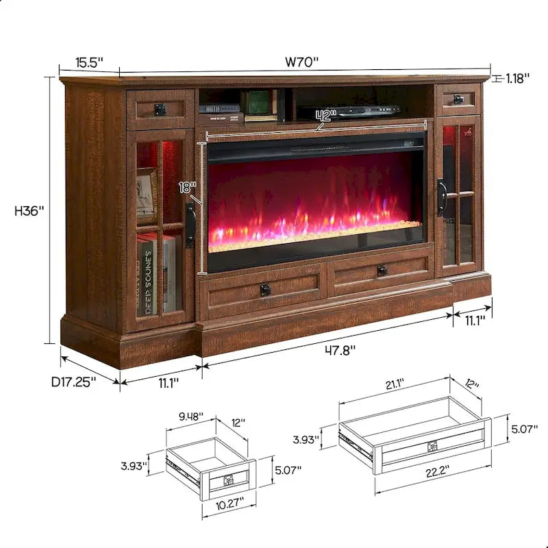 Fireplace TV Stand for 80 Inch TV, Entertainment Center,Media Console