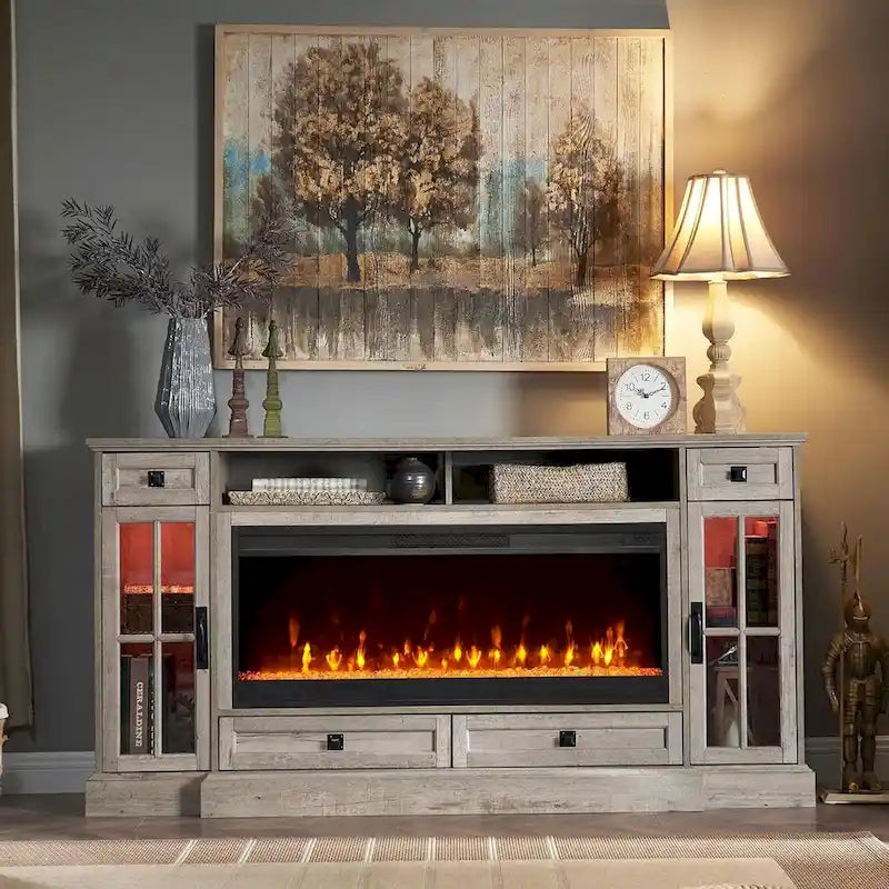 Fireplace TV Stand for 80 Inch TV, Entertainment Center,Media Console