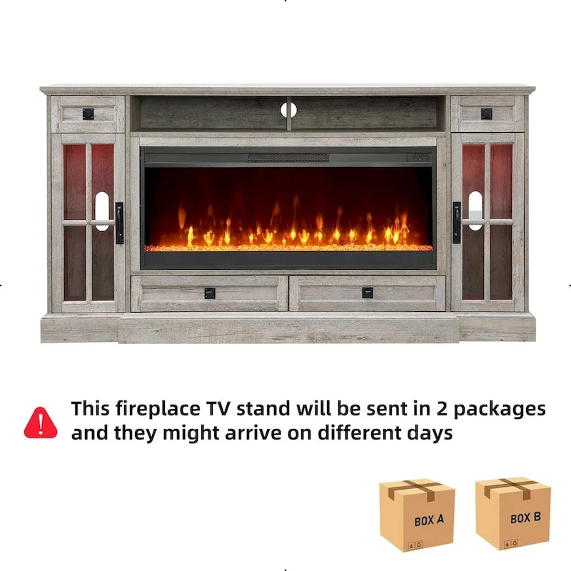 Fireplace TV Stand for 80 Inch TV, Entertainment Center,Media Console