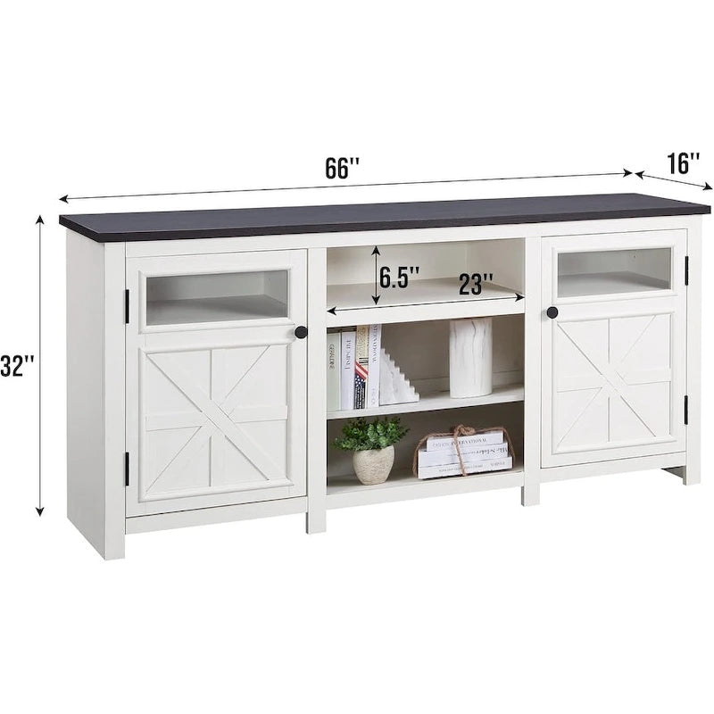 Meuble TV de ferme pour téléviseur de 75 pouces, meuble de divertissement moderne