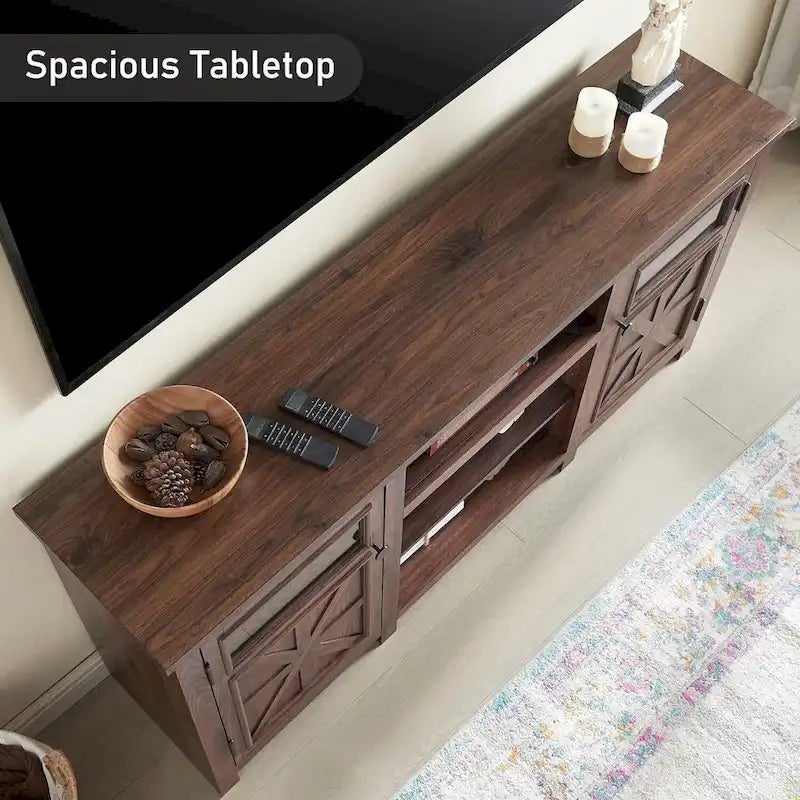 Meuble TV de ferme pour téléviseur de 75 pouces, meuble de divertissement moderne