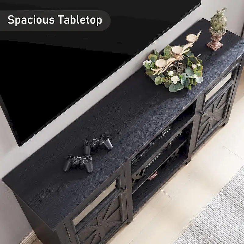 Meuble TV de ferme pour téléviseur de 75 pouces, meuble de divertissement moderne
