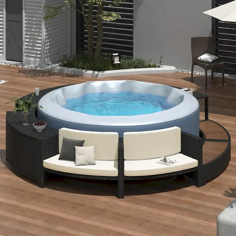 Surround Patio Rattan Sofa Set with Storage Spaces and Comfortable Cushion