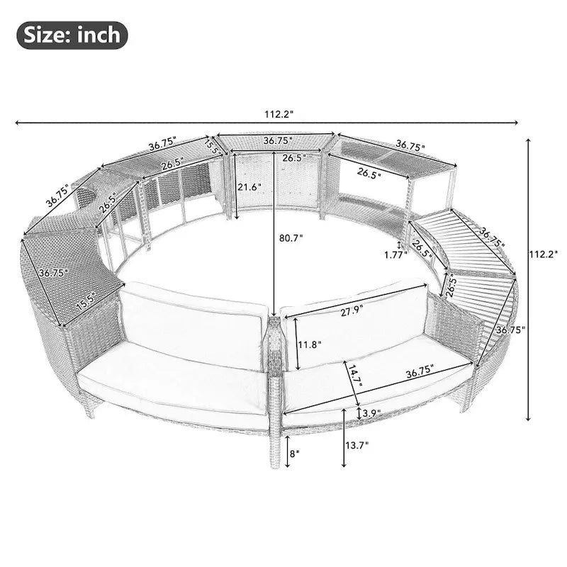 Ensemble de canapés de patio en rotin avec espaces de rangement et coussins confortables