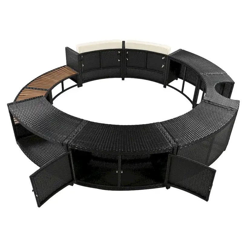 Ensemble de canapés de patio en rotin avec espaces de rangement et coussins confortables