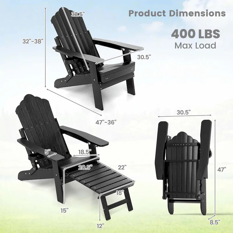 Chaise de jardin Adirondack Costway en HIPS résistante aux intempéries avec - Voir les détails