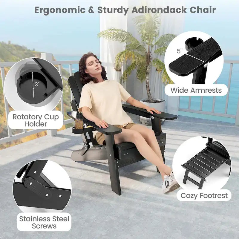 Chaise de jardin Adirondack Costway en HIPS résistante aux intempéries avec - Voir les détails
