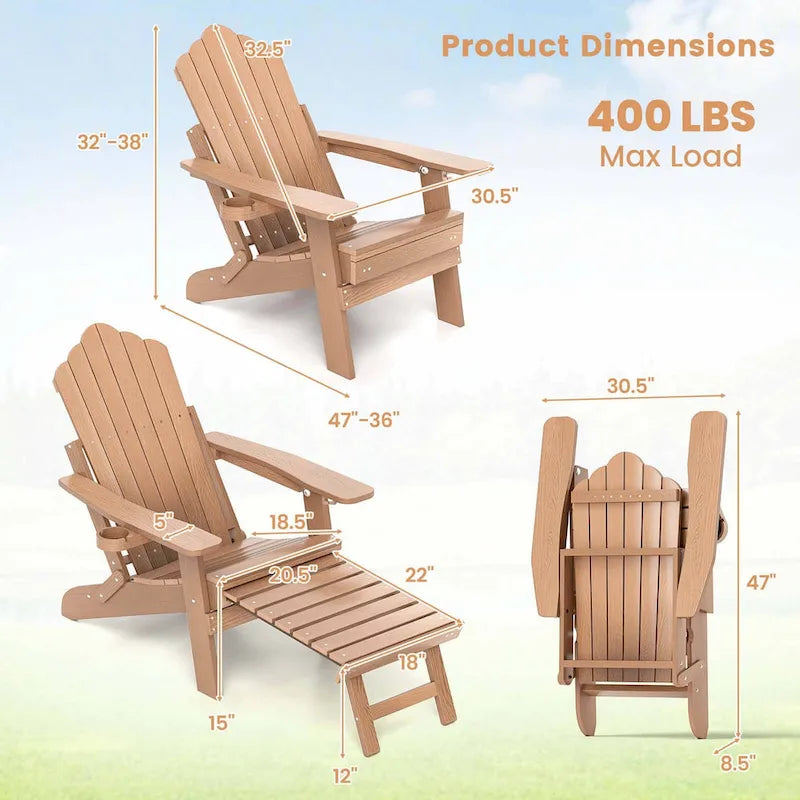 Chaise de jardin Adirondack Costway en HIPS résistante aux intempéries avec - Voir les détails