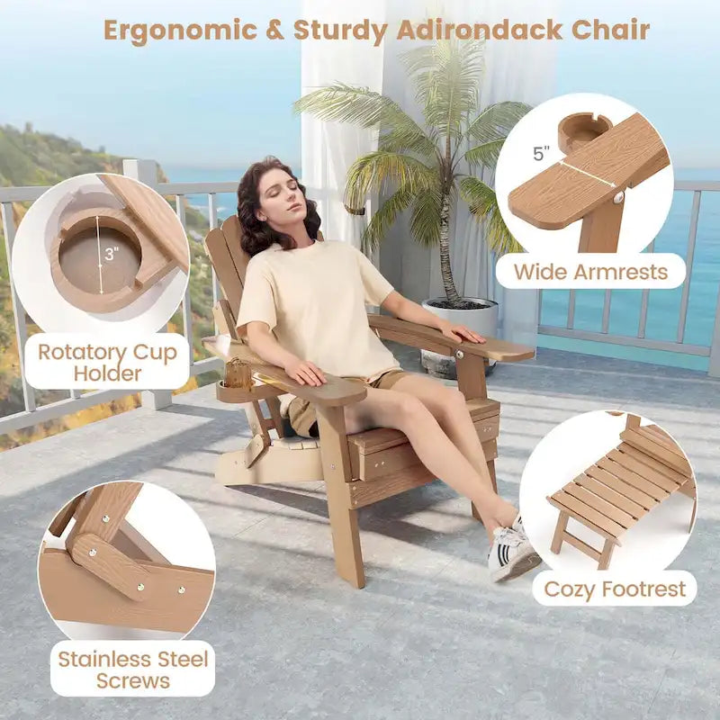 Chaise de jardin Adirondack Costway en HIPS résistante aux intempéries avec - Voir les détails
