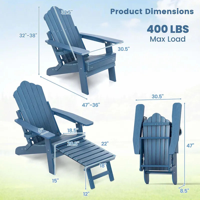 Chaise de jardin Adirondack Costway en HIPS résistante aux intempéries avec - Voir les détails