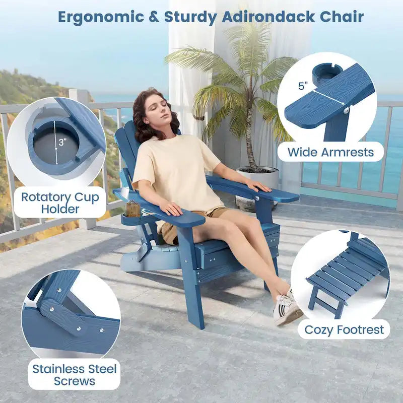 Chaise de jardin Adirondack Costway en HIPS résistante aux intempéries avec - Voir les détails