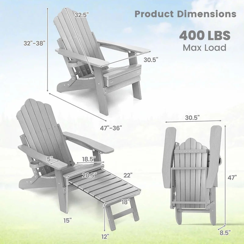 Chaise de jardin Adirondack Costway en HIPS résistante aux intempéries avec - Voir les détails