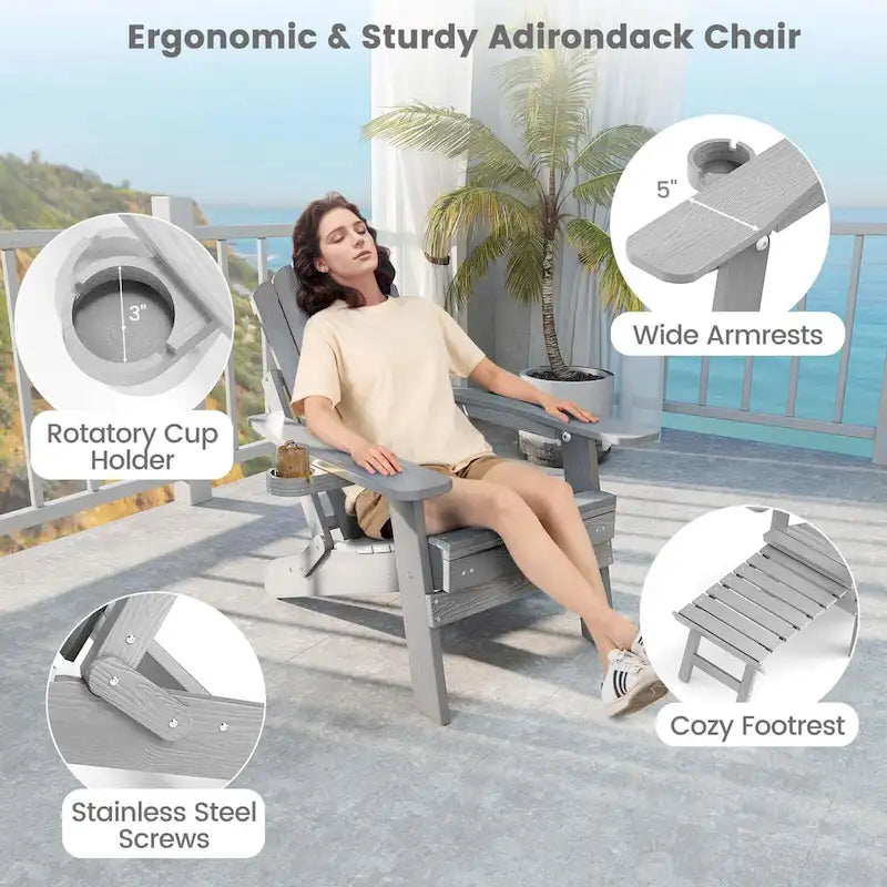 Chaise de jardin Adirondack Costway en HIPS résistante aux intempéries avec - Voir les détails