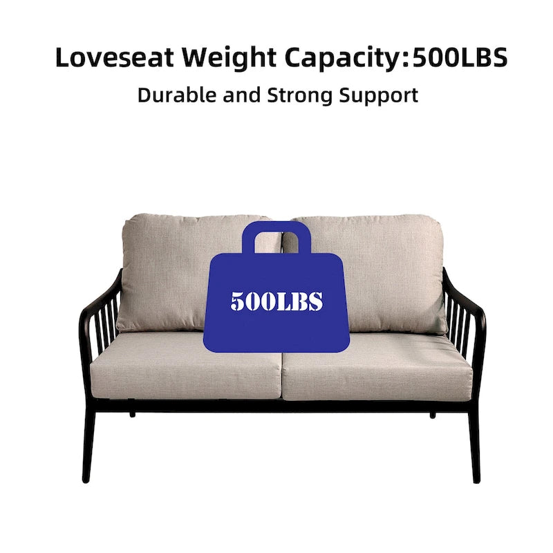 2PC Outdoor Aluminum Patio Furniture Loveseat Sofa Conversation/Chat Set