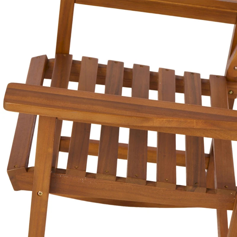 Fauteuil à bascule en bois d'acacia de style rustique, mobilier de patio en bois massif intérieur/extérieur avec design ergonomique et finition résistante aux intempéries