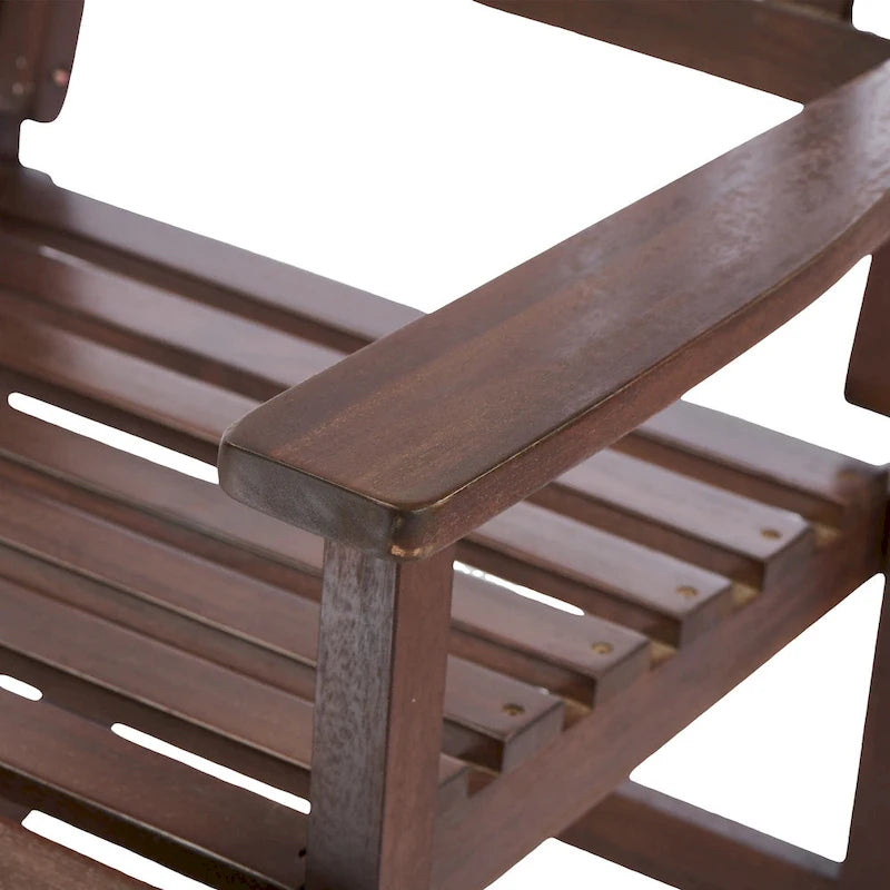 Fauteuil à bascule en bois d'acacia de style rustique, mobilier de patio en bois massif intérieur/extérieur avec design ergonomique et finition résistante aux intempéries