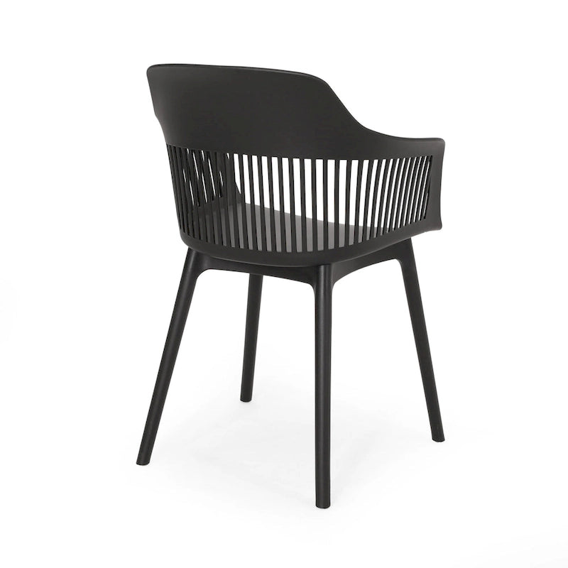 Ensemble de 2 chaises de patio extérieures, dossier incurvé, finition noire résistante aux intempéries