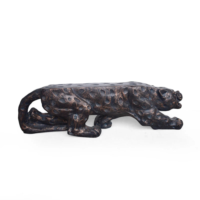 Banc de jardin extérieur, Faux béton Léopard, Finition Cuivre, 132 cm