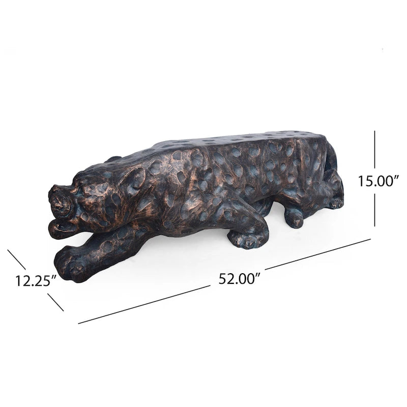 Banc de jardin extérieur, Faux béton Léopard, Finition Cuivre, 132 cm