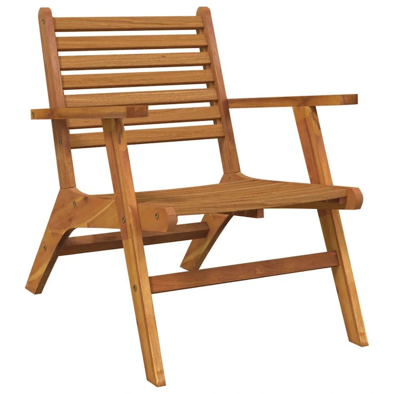 Ensemble table de thé de jardin 3 pièces, 2 chaises, en bois d'acacia massif marron à lattes