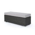 Sanie Outdoor Bench, 47 Inch, Gray Resin Wicker Weave, Silver Polyester