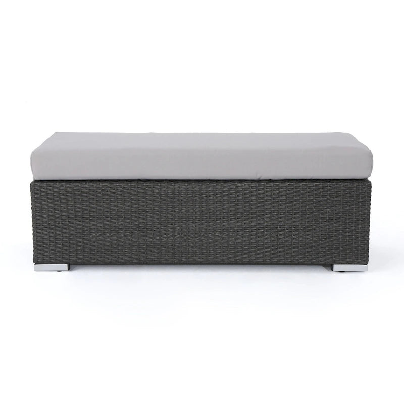 Banc d'extérieur Sanie, 47 pouces, osier en résine gris, polyester argenté