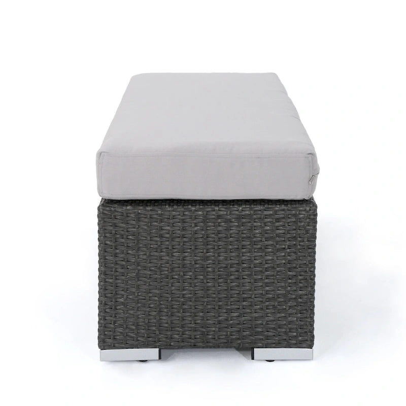 Banc d'extérieur Sanie, 47 pouces, osier en résine gris, polyester argenté