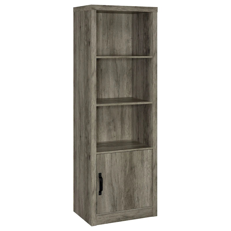 Meuble console TV avec 2 tours de rangement multimédia, 8 compartiments, gris bois flotté