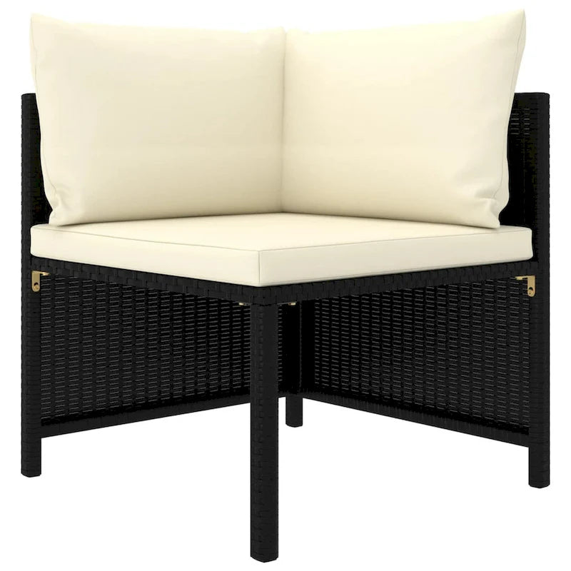 Nilo Outdoor Modular Sectional Corner Sofa Seat, Cream, Black Rattan