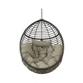 Jaya Outdoor Hanging Chair, Basket Shape, Khaki Brown Rattan, 47 Inch