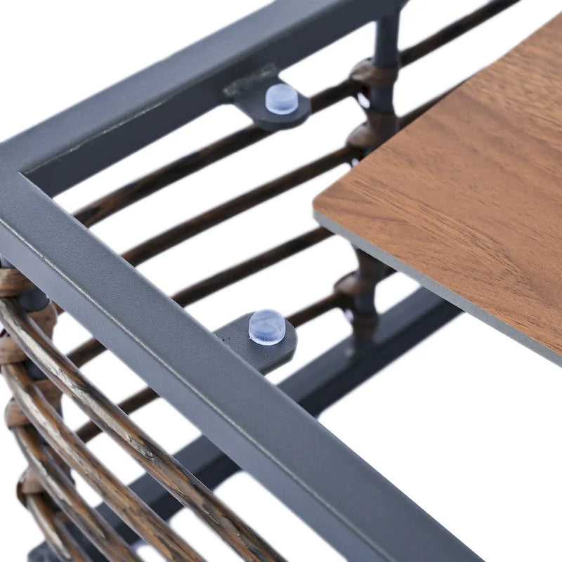 Ensemble de conversation de patio 7 pièces, mobilier de jardin toutes saisons avec coussins épais et table basse