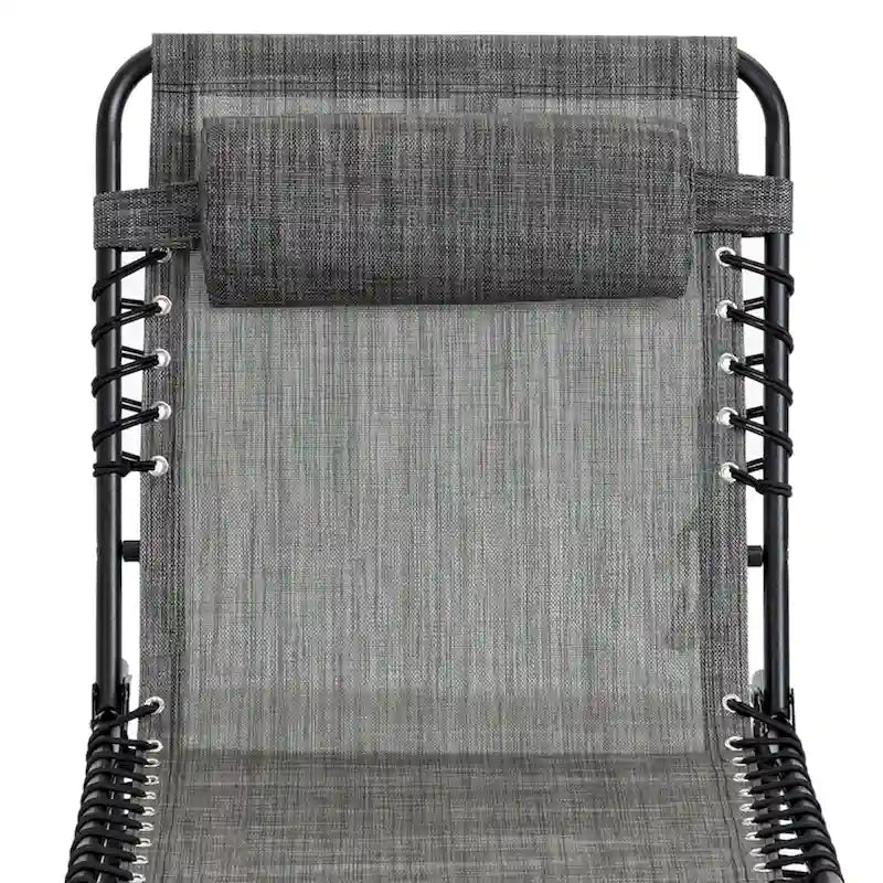 Chaise longue inclinable Outsunny, transat portable, lit de camp pliant avec dossier réglable et oreiller amovible