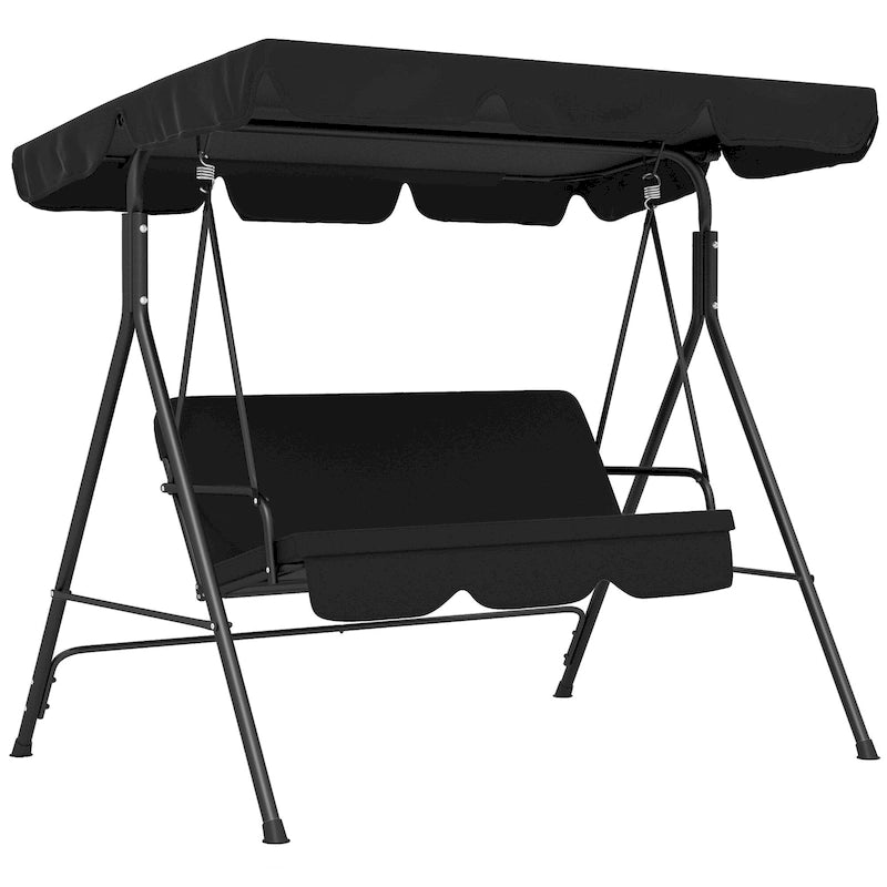 Balançoire de jardin 3 places Outsunny avec coussin amovible et auvent inclinable réglable pour terrasse, jardin, bord de piscine