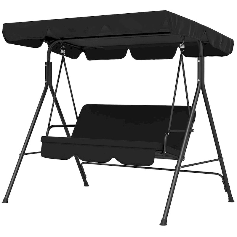 Balançoire de jardin 3 places Outsunny avec coussin amovible et auvent inclinable réglable pour terrasse, jardin, bord de piscine