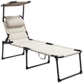 Chaise longue pliante d'extérieur, transat réglable avec pare-soleil, oreiller rembourré pour la plage, le camping