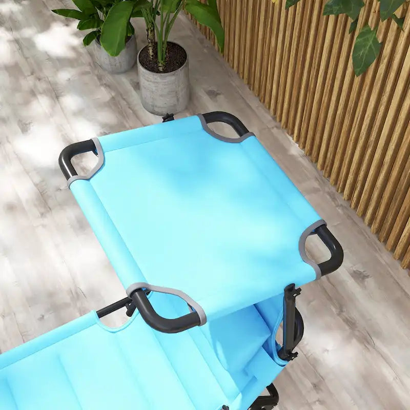 Chaise longue pliante d'extérieur, transat réglable avec pare-soleil, oreiller rembourré pour la plage, le camping