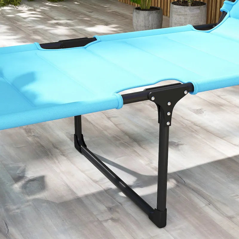 Chaise longue pliante d'extérieur, transat réglable avec pare-soleil, oreiller rembourré pour la plage, le camping