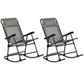 Outsunny 2 Piece Outdoor Rocking Chair Set, Patio Folding Lawn Rocker Set with Headrests for Yard, Patio, Deck, Backyard