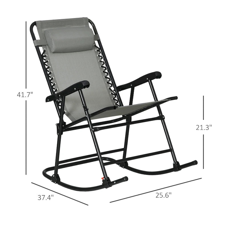 Outsunny 2 Piece Outdoor Rocking Chair Set, Patio Folding Lawn Rocker Set with Headrests for Yard, Patio, Deck, Backyard