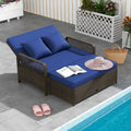 Gymax Lit de repos en rotin pour patio, causeuse en osier avec fonctions multiples