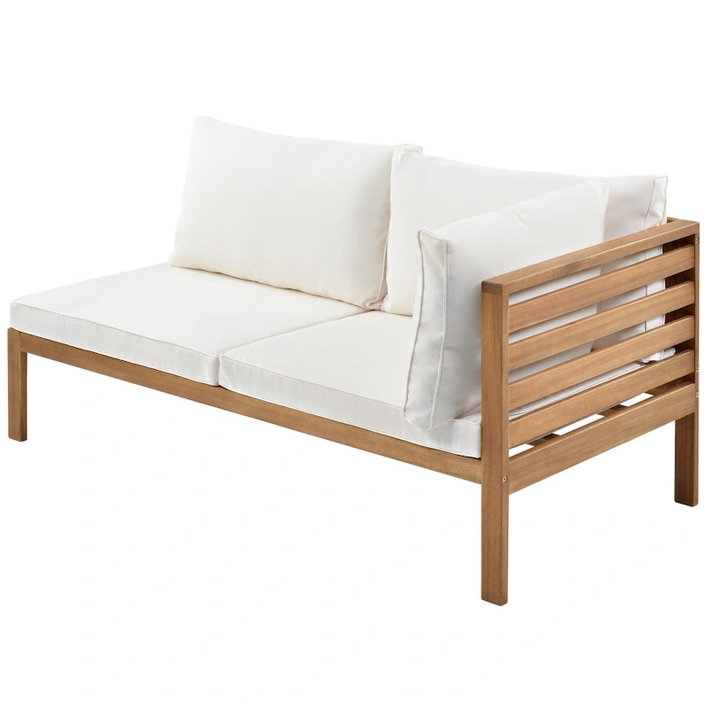 Canapé sectionnel en L pour terrasse avec table d'appoint carrée, ensemble de canapés de conversation à cadre en bois, résistant à l'eau et aux UV