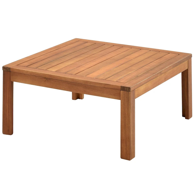 Canapé sectionnel en L pour terrasse avec table d'appoint carrée, ensemble de canapés de conversation à cadre en bois, résistant à l'eau et aux UV