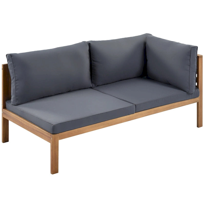 Canapé sectionnel en L pour terrasse avec table d'appoint carrée, ensemble de canapés de conversation à cadre en bois, résistant à l'eau et aux UV