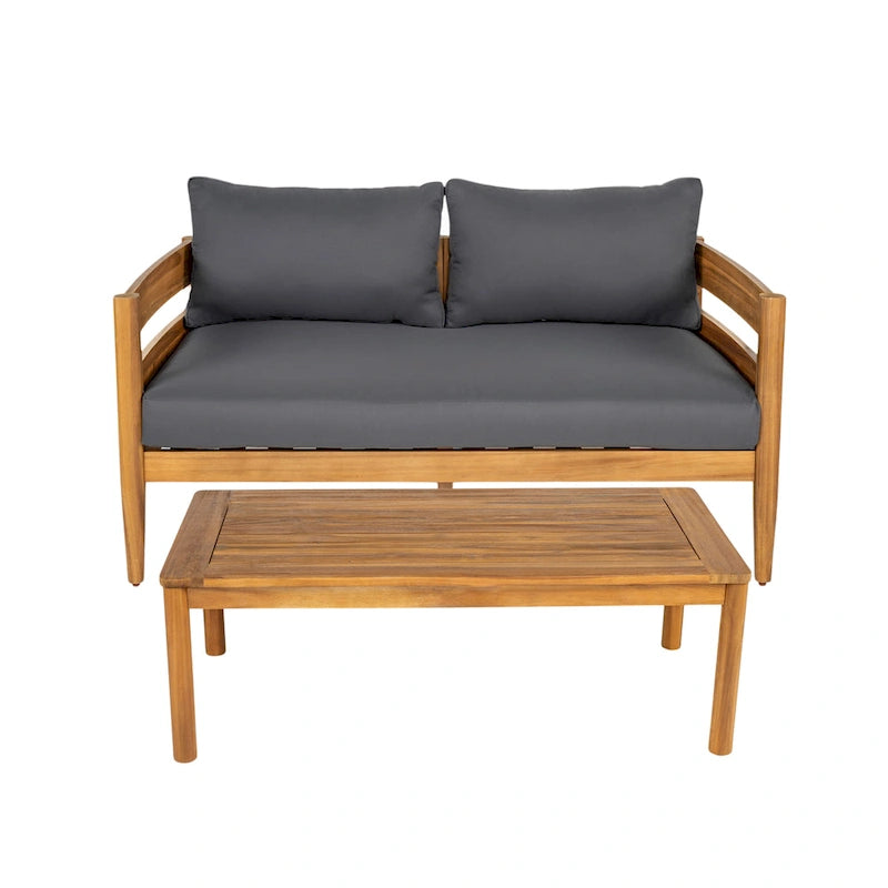 Christopher Knight Home - Ensemble causeuse et table basse d'extérieur en bois d'acacia Ethan