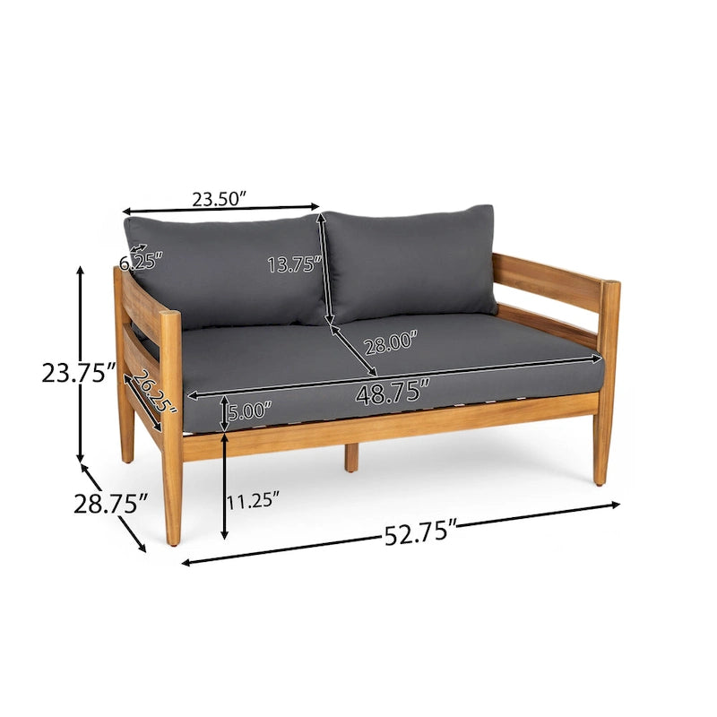 Christopher Knight Home - Ensemble causeuse et table basse d'extérieur en bois d'acacia Ethan