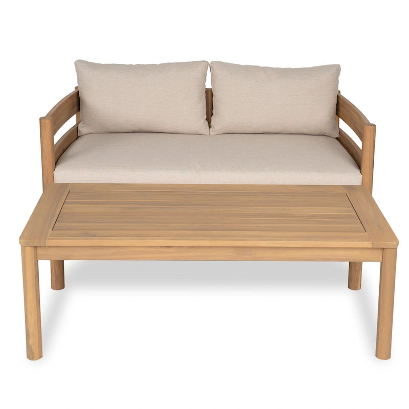 Christopher Knight Home - Ensemble causeuse et table basse d'extérieur en bois d'acacia Ethan