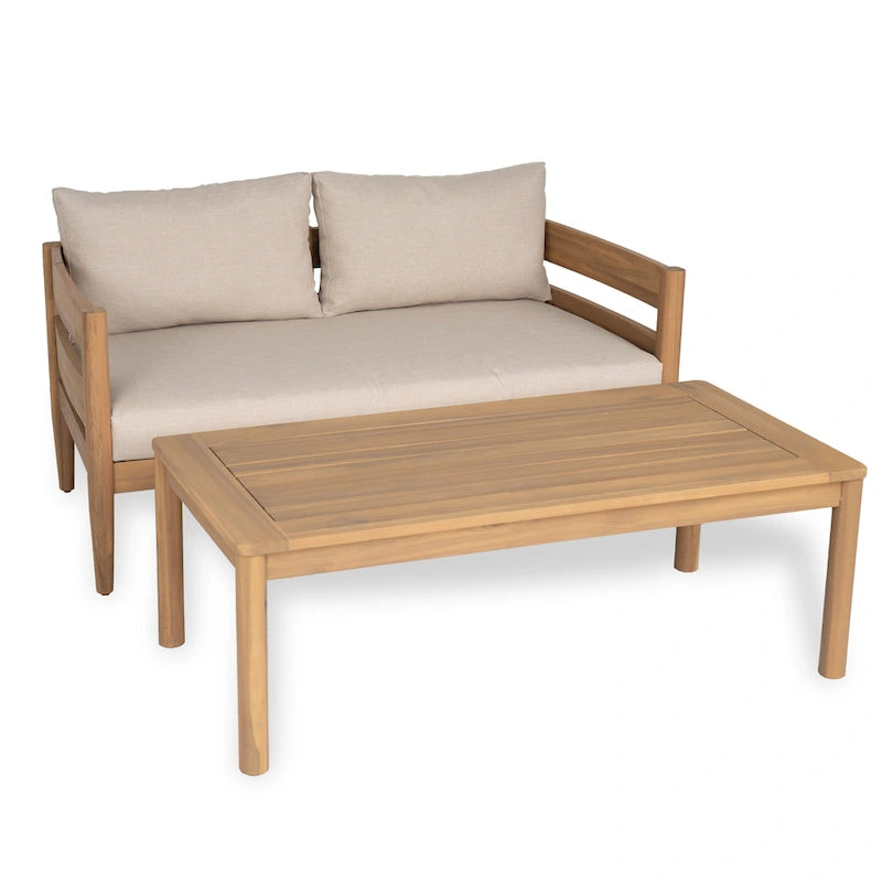 Christopher Knight Home - Ensemble causeuse et table basse d'extérieur en bois d'acacia Ethan