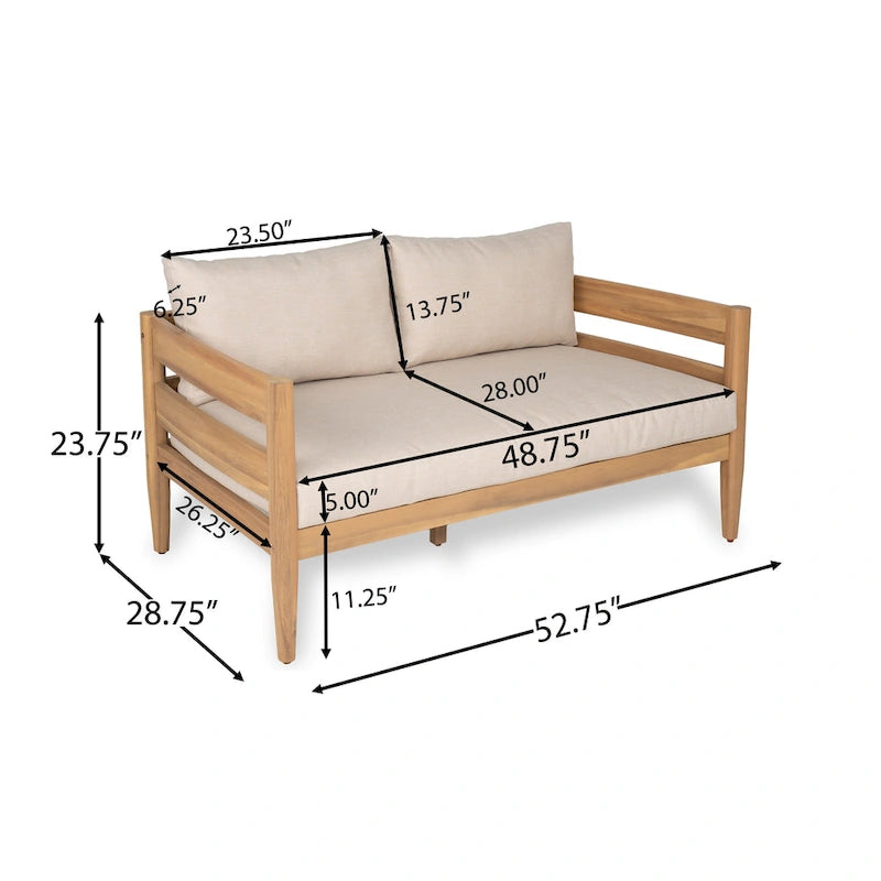 Christopher Knight Home - Ensemble causeuse et table basse d'extérieur en bois d'acacia Ethan